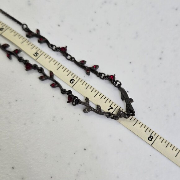 1928 Necklace Rhinestone Red Black Floral Romantic Goth Gothic Style Dainty - Picture 7 of 7